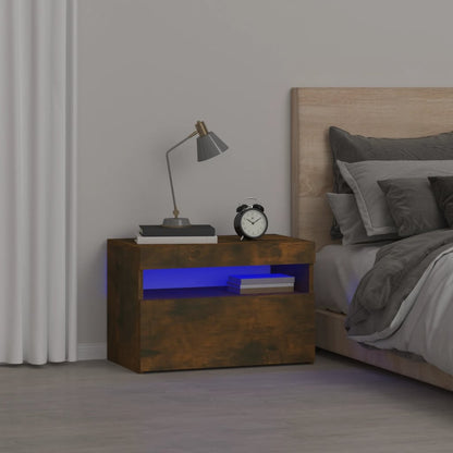 Nachtkastje Met Led-Verlichting 60X35X40 Cm Kleur 1 Gerookt eiken