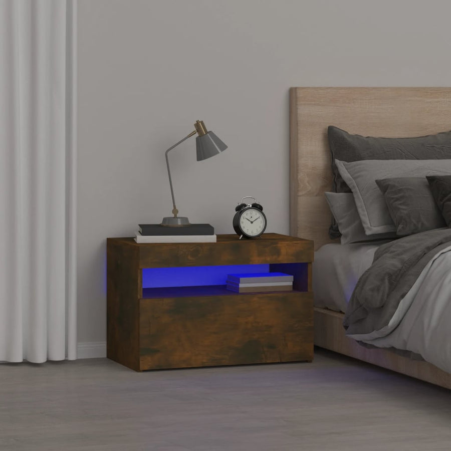Nachtkastje Met Led-Verlichting 60X35X40 Cm Kleur 1 Gerookt eiken