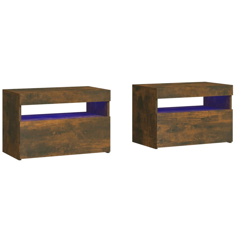 Nachtkastjes 2 St Met Led-Verlichting 60X35X40 Cm Gerookt Eiken