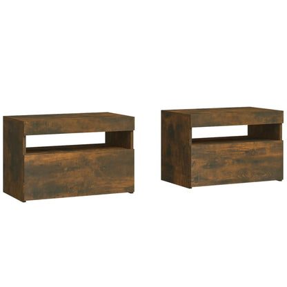 Nachtkastjes 2 St Met Led-Verlichting 60X35X40 Cm Gerookt Eiken