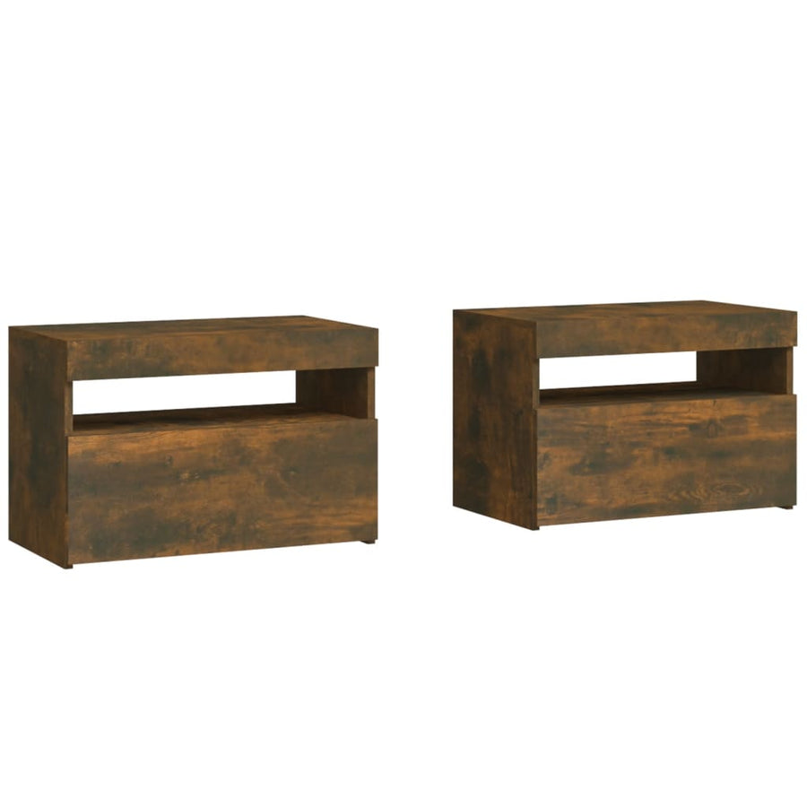 Nachtkastjes 2 St Met Led-Verlichting 60X35X40 Cm Gerookt Eiken