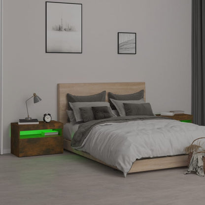 Nachtkastjes 2 St Met Led-Verlichting 60X35X40 Cm Gerookt Eiken