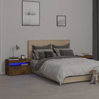 Nightstands 2 pcs with LED lighting 60x35x40 cm smoked oak
