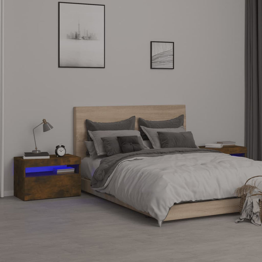 Nachtkastjes 2 St Met Led-Verlichting 60X35X40 Cm Gerookt Eiken