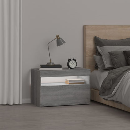 Nachtkastje Met Led-Verlichting 60X35X40 Cm Grijs Sonoma Eiken 1