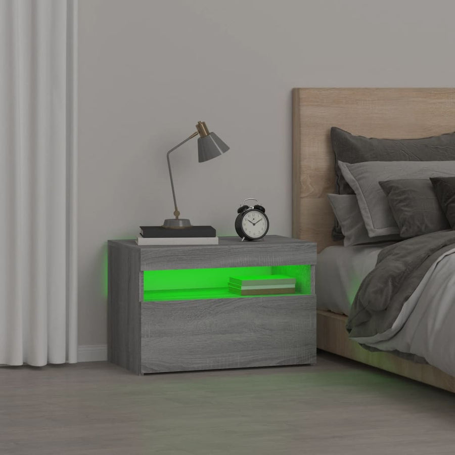 Nachtkastje Met Led-Verlichting 60X35X40 Cm Grijs Sonoma Eiken 1