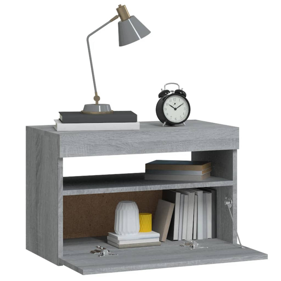 Nachtkastje Met Led-Verlichting 60X35X40 Cm Grijs Sonoma Eiken 1