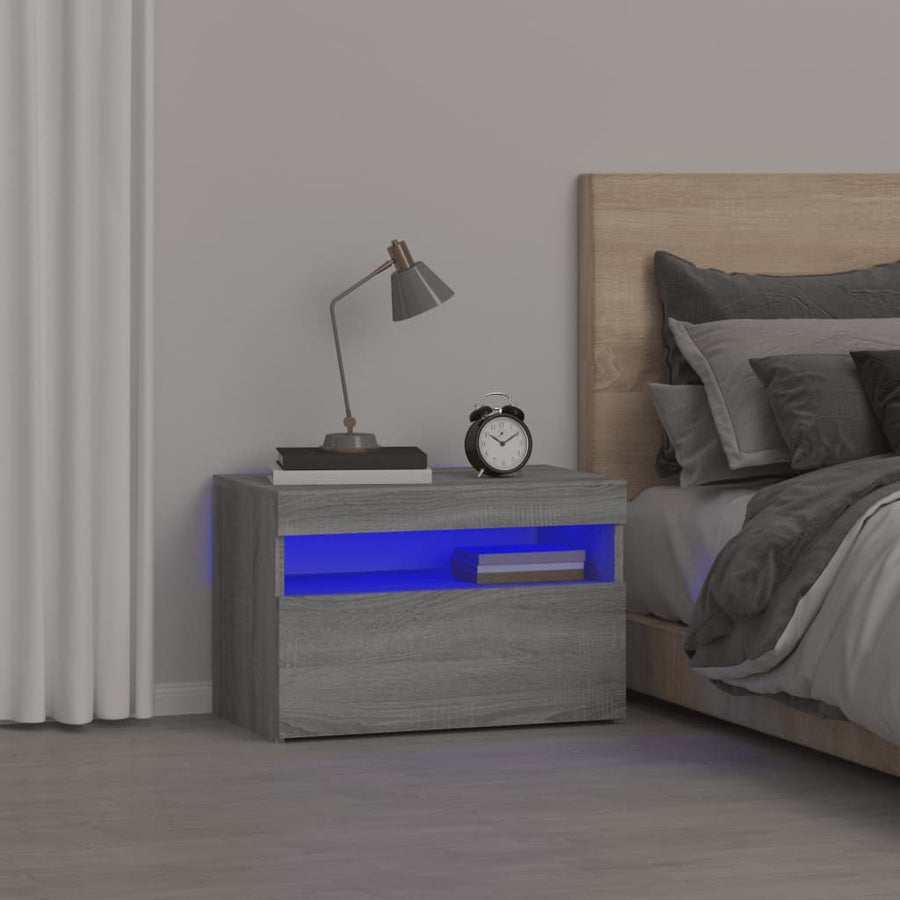 Nachtkastje Met Led-Verlichting 60X35X40 Cm Grijs Sonoma Eiken 1