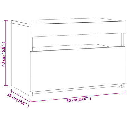 Nachtkastje 2 St Met Led-Verlichting 60X35X40 Cm Grijs Sonoma