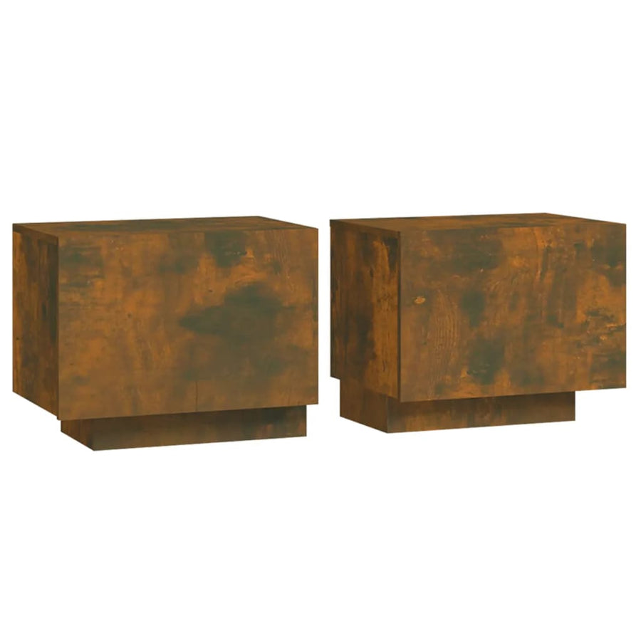 Nachtkastje 00X35X40 Cm Bewerkt Hout Kleurig Gerookt eiken
