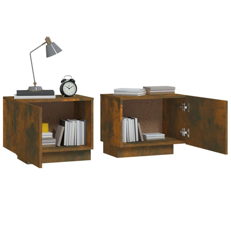 Nachtkastje 00X35X40 Cm Bewerkt Hout Kleurig Gerookt eiken