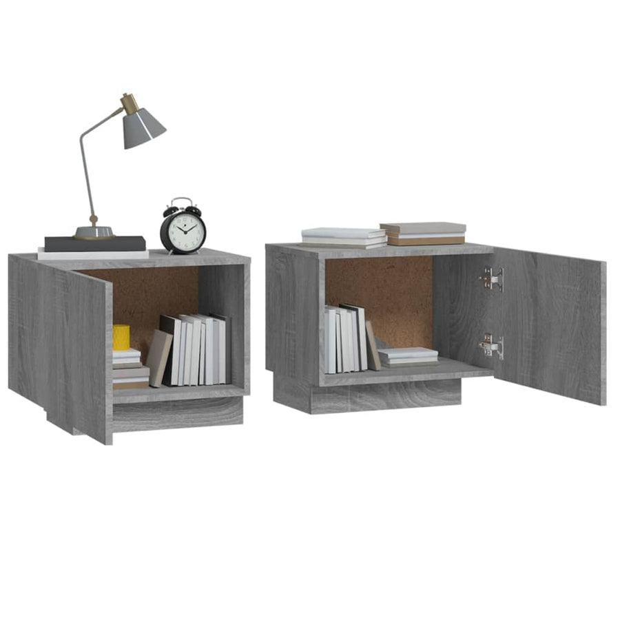 Nachtkastje 00X35X40 Cm Bewerkt Hout Eikenkleurig Grijs sonoma