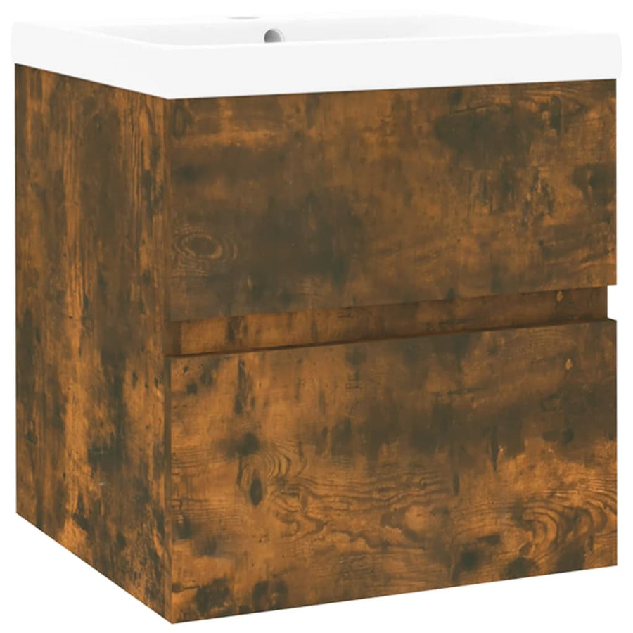 Wastafelkast met ingebouwde wasbak bewerkt hout 41 x 38.5 x 45 cm zonder kraan & afvoer