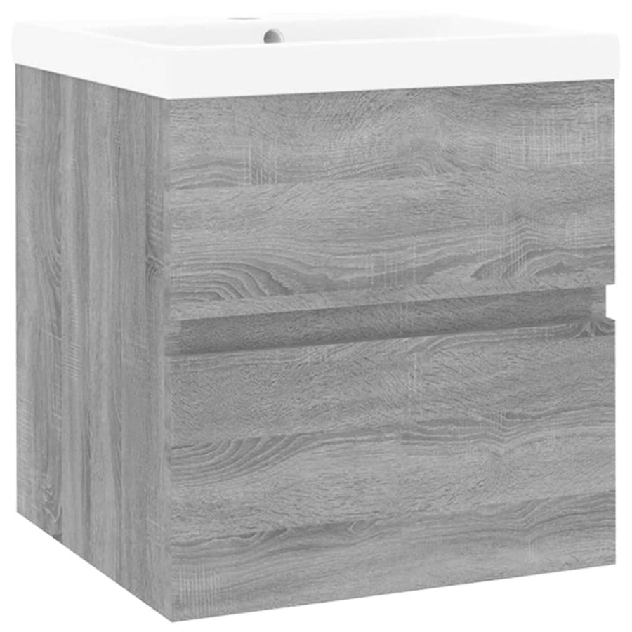Wastafelkast met ingebouwde wasbak bewerkt hout grijs sonoma 1 41 x 38.5 x 45 cm Grijs sonoma