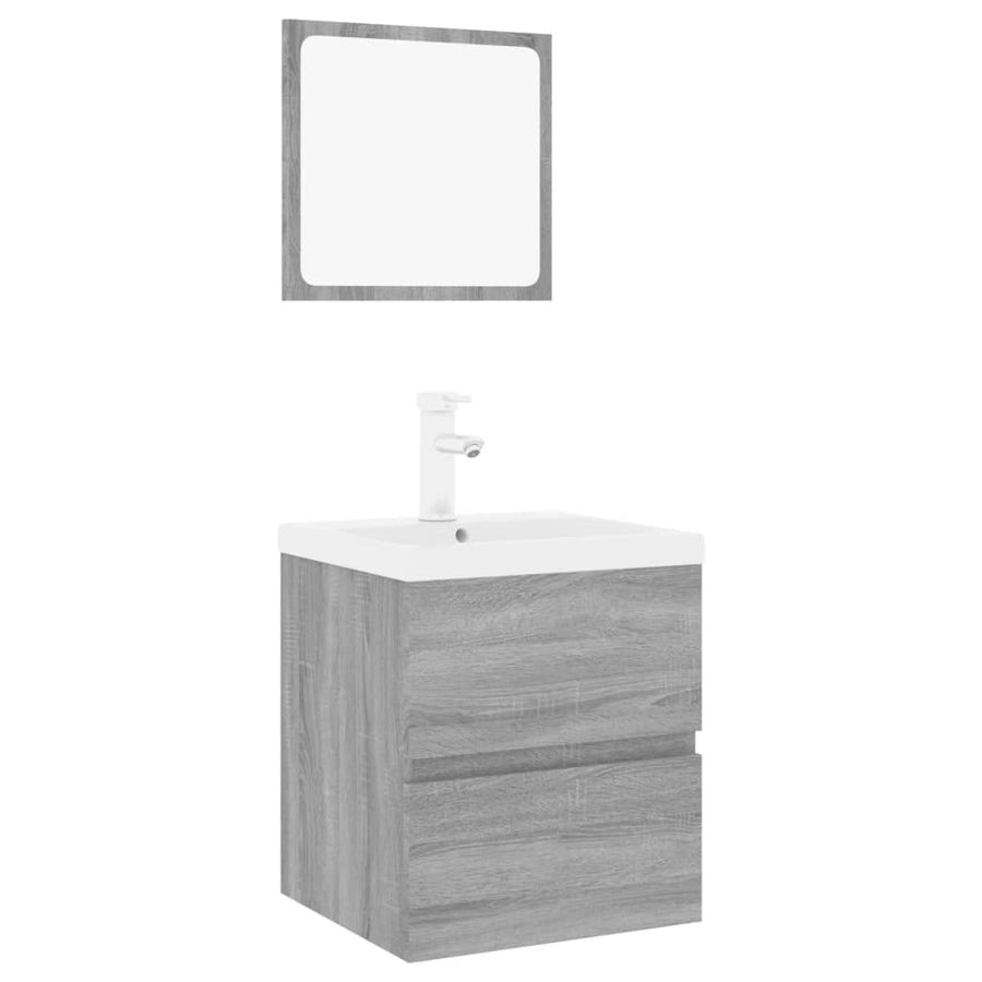 Badkamermeubelset Bewerkt Hout Grijs Sonoma Eikenkleurig 41 x 38.5 x 45 cm met kraan