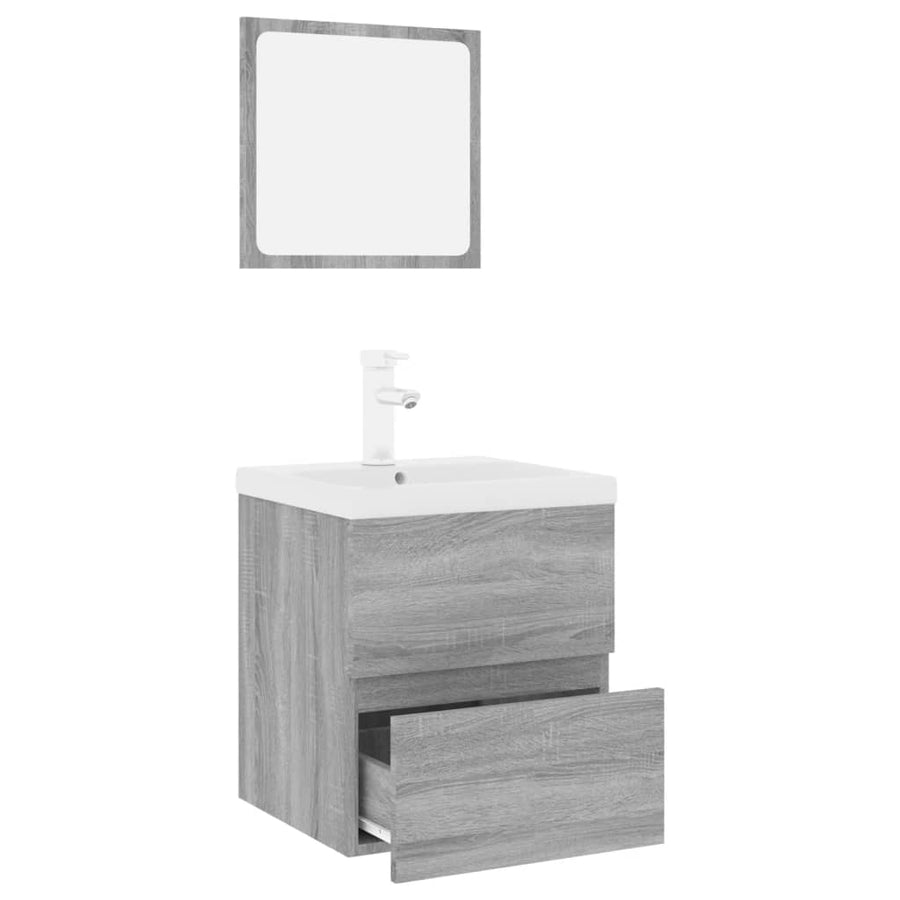 Badkamermeubelset Bewerkt Hout Grijs Sonoma Eikenkleurig 41 x 38.5 x 45 cm met kraan