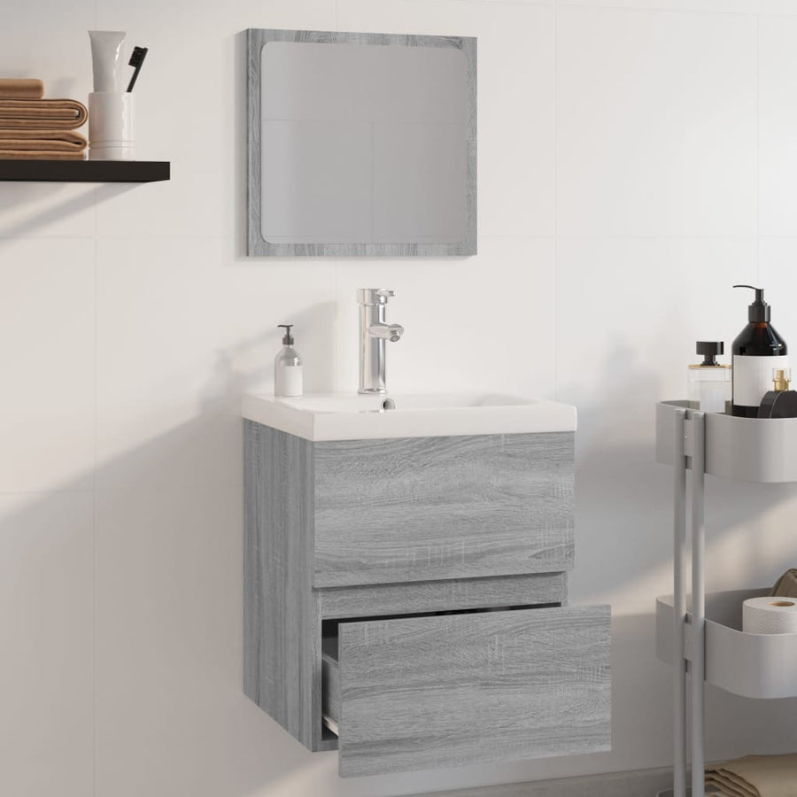Badkamermeubelset Bewerkt Hout Grijs Sonoma Eikenkleurig 41 x 38.5 x 45 cm met kraan