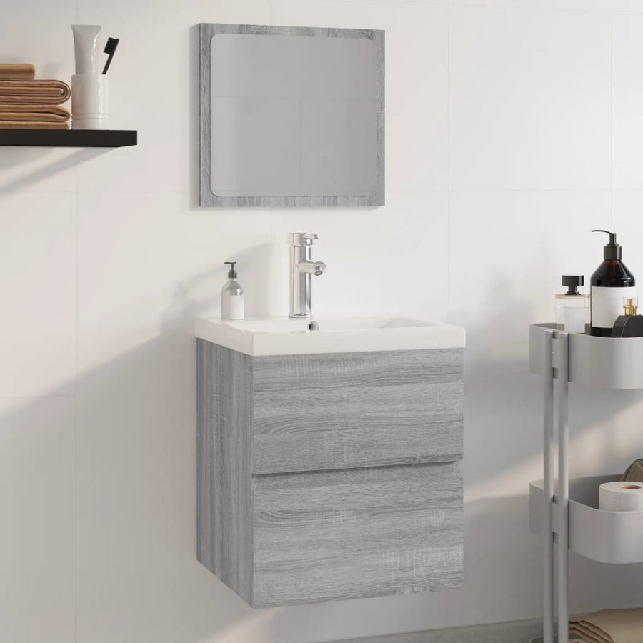 Badkamermeubelset Bewerkt Hout Grijs Sonoma Eikenkleurig 41 x 38.5 x 45 cm met kraan