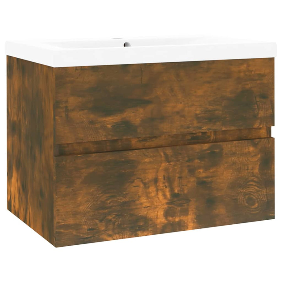 Wastafelkast met ingebouwde wasbak bewerkt hout 60 x 38.5 x 45 cm zonder kraan & afvoer