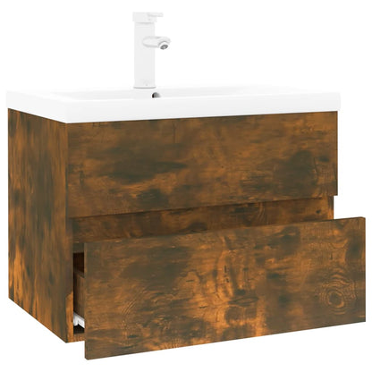 Wastafelkast met ingebouwde wasbak bewerkt hout 60 x 38.5 x 45 cm zonder kraan & afvoer