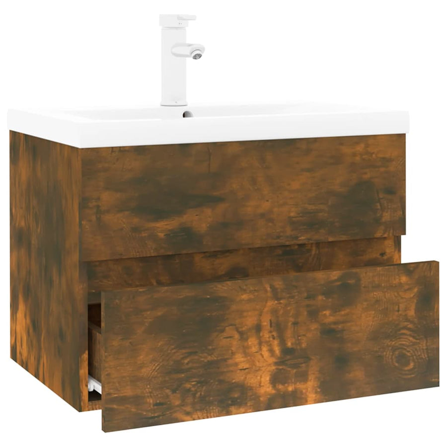Wastafelkast met ingebouwde wasbak bewerkt hout 60 x 38.5 x 45 cm zonder kraan & afvoer