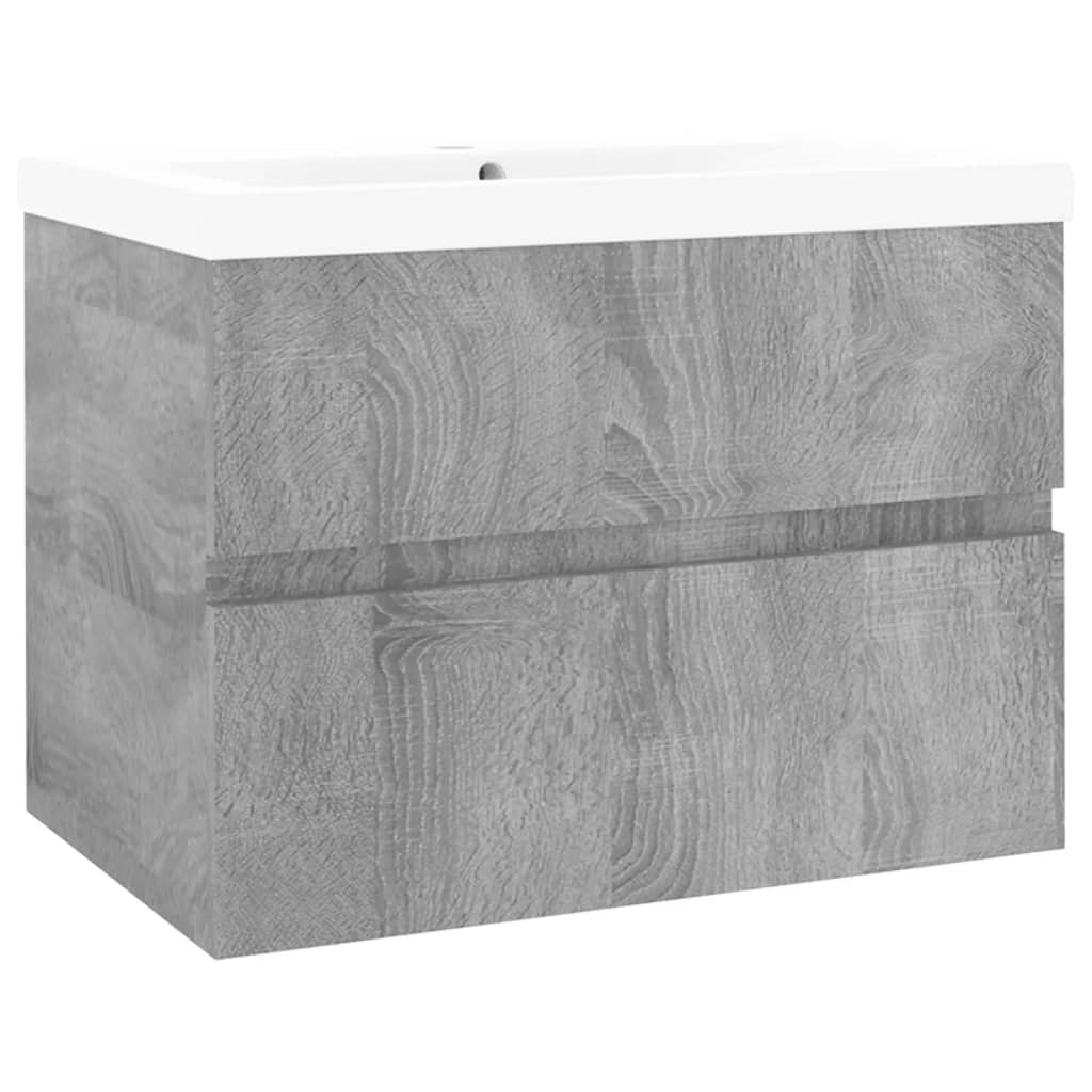 Wastafelkast Met Ingebouwde Wasbak Bewerkt Hout Grijs Sonoma 60 x 38.5 x 45 cm zonder kraan & afvoer