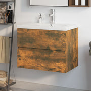 Wastafelkast 60x38.5x45 cm bewerkt hout gerookt eiken