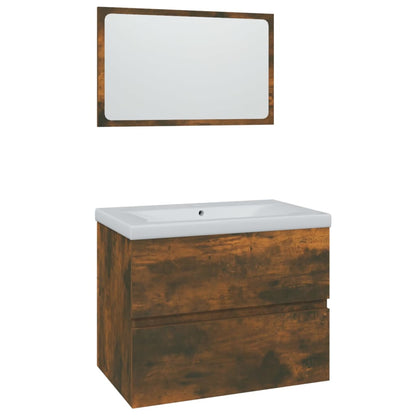 Badkamermeubelset Bewerkt Hout Kleurig 60 x 38.5 x 45 cm Gerookt eiken
