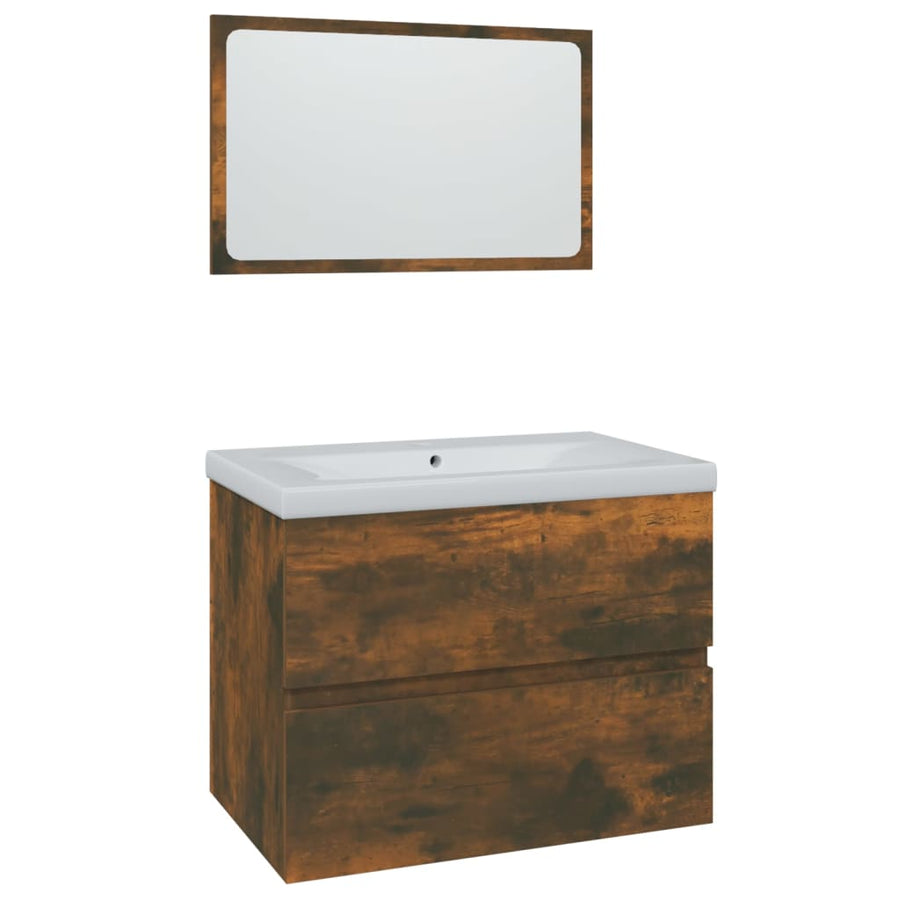 Badkamermeubelset Bewerkt Hout Kleurig 60 x 38.5 x 45 cm Gerookt eiken