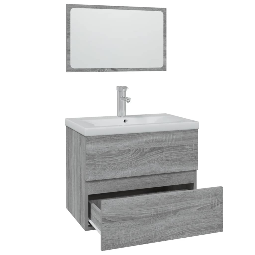 Badkamermeubelset Bewerkt Hout Eikenkleurig 60 x 38.5 x 45 cm