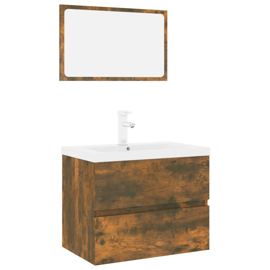 Badkamermeubelset Bewerkt Hout Kleurig Gerookt Eiken 1 60 x 38.5 x 45 cm