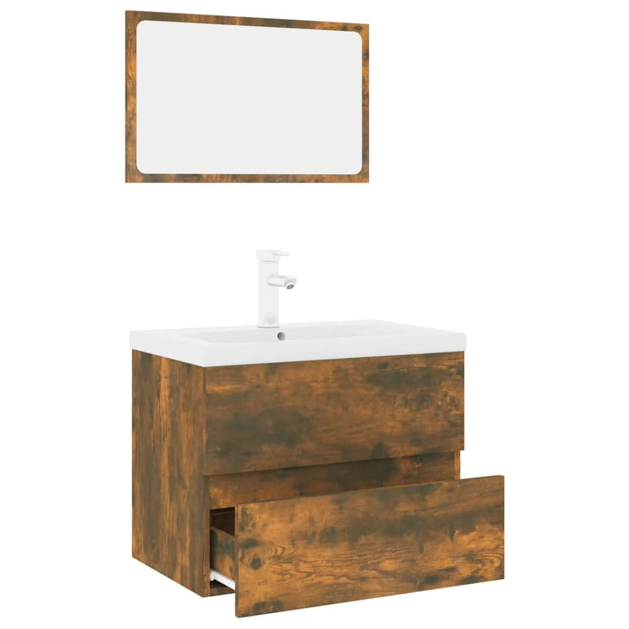 Badkamermeubelset Bewerkt Hout Kleurig Gerookt Eiken 1 60 x 38.5 x 45 cm