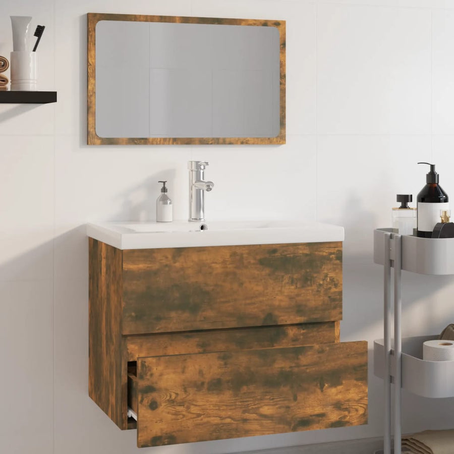Badkamermeubelset Bewerkt Hout Kleurig Gerookt Eiken 1 60 x 38.5 x 45 cm
