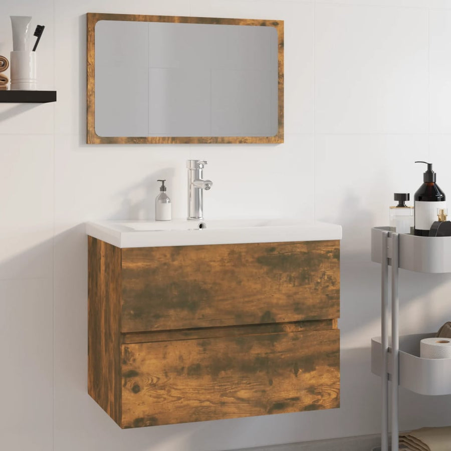 Badkamermeubelset Bewerkt Hout Kleurig Gerookt Eiken 1 60 x 38.5 x 45 cm