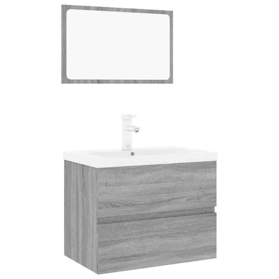 Badkamermeubelset Bewerkt Hout Eikenkleurig Grijs Sonoma 1 60 x 38.5 x 45 cm