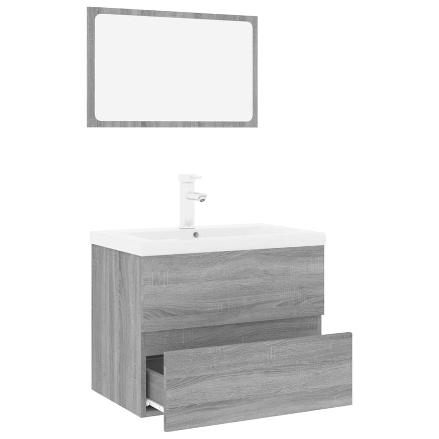 Badkamermeubelset Bewerkt Hout Eikenkleurig Grijs Sonoma 1 60 x 38.5 x 45 cm