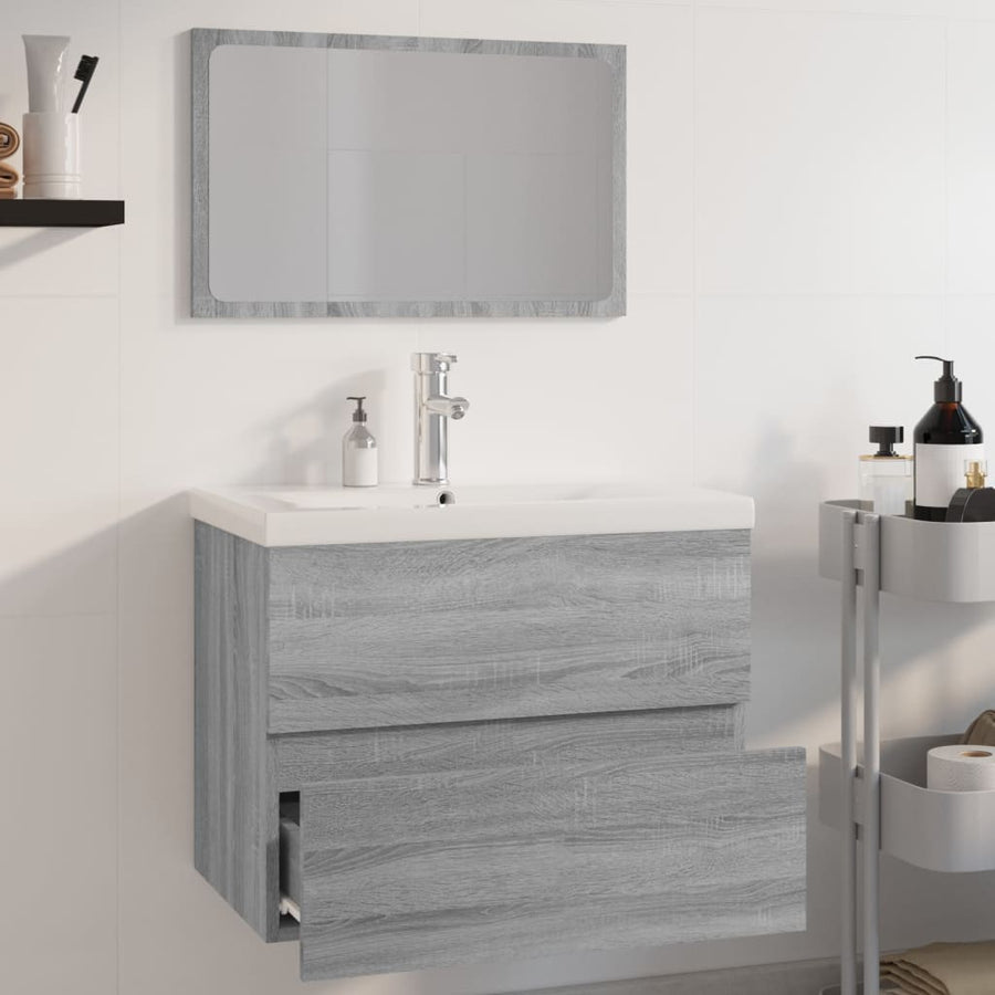 Badkamermeubelset Bewerkt Hout Eikenkleurig Grijs Sonoma 1 60 x 38.5 x 45 cm