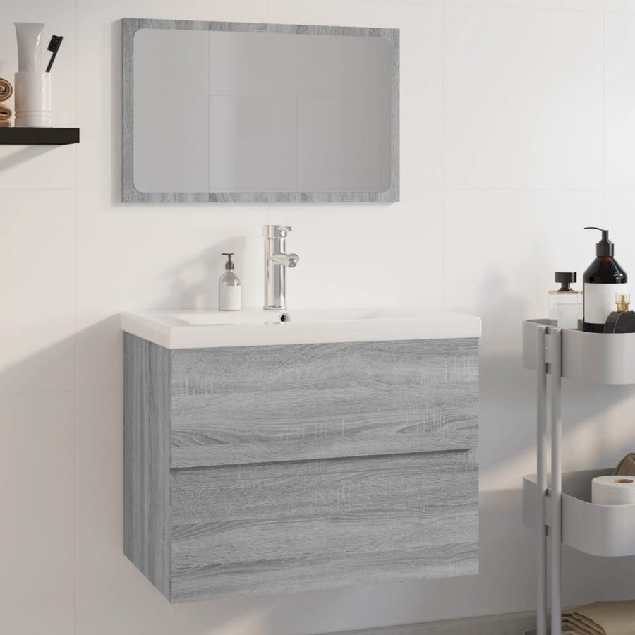 Badkamermeubelset Bewerkt Hout Eikenkleurig Grijs Sonoma 1 60 x 38.5 x 45 cm