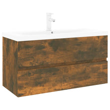Wastafelkast met ingebouwde wasbak bewerkt hout 90 x 38.5 x 45 cm met kraan & afvoer