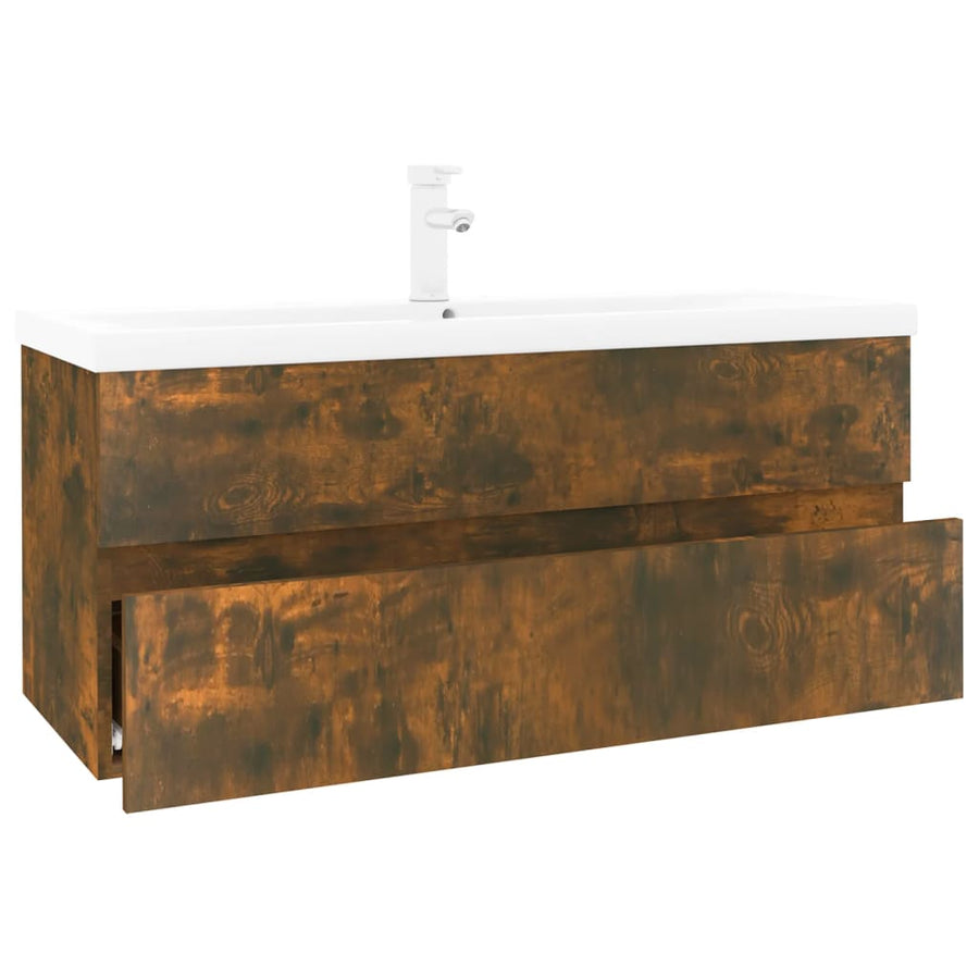 Wastafelkast met ingebouwde wasbak bewerkt hout 100 x 38.5 x 45 cm zonder kraan & afvoer