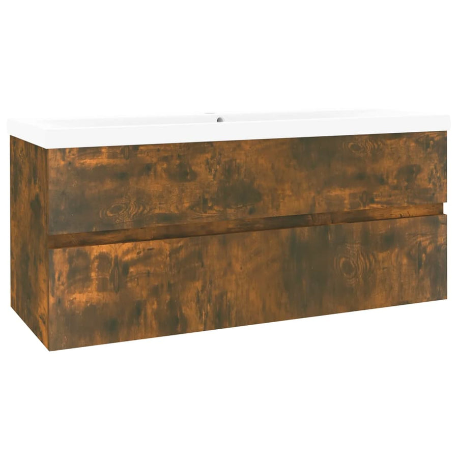 Wastafelkast met ingebouwde wasbak bewerkt hout 100 x 38.5 x 45 cm zonder kraan & afvoer