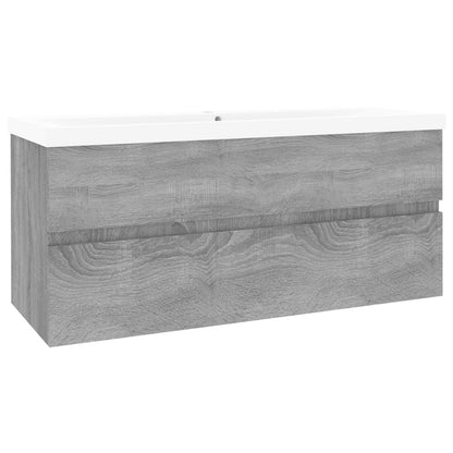 Wastafelkast Met Ingebouwde Wasbak Bewerkt Hout Grijs Sonoma 100 x 38.5 x 45 cm zonder kraan & afvoer