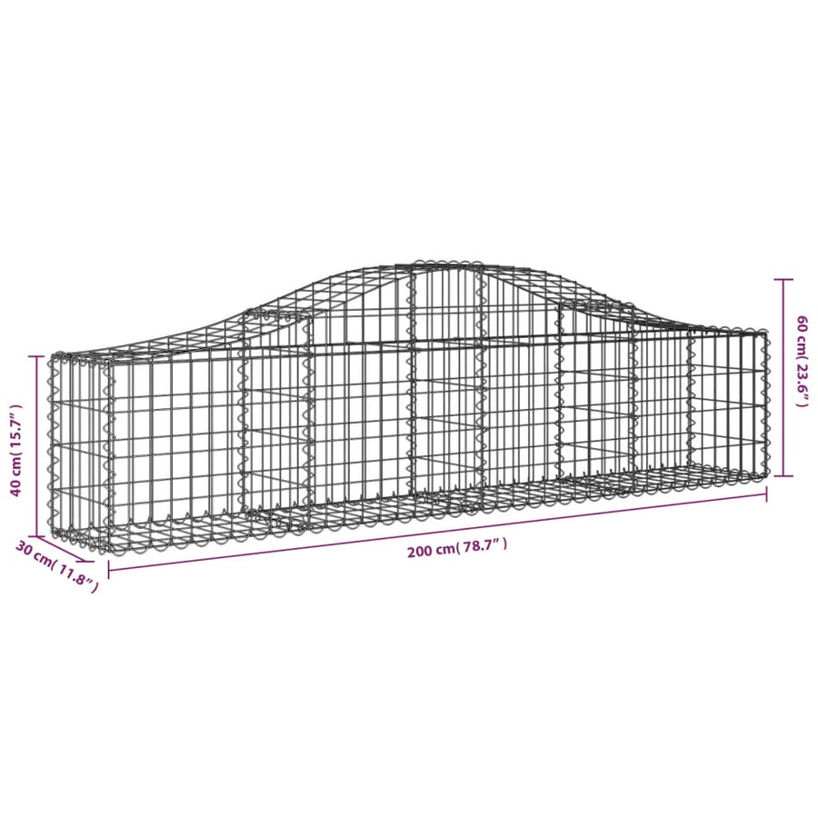 Schanskorf gewelfd 200x30x40/60 cm gegalvaniseerd ijzer 1 200 x 30 x 40/60 cm