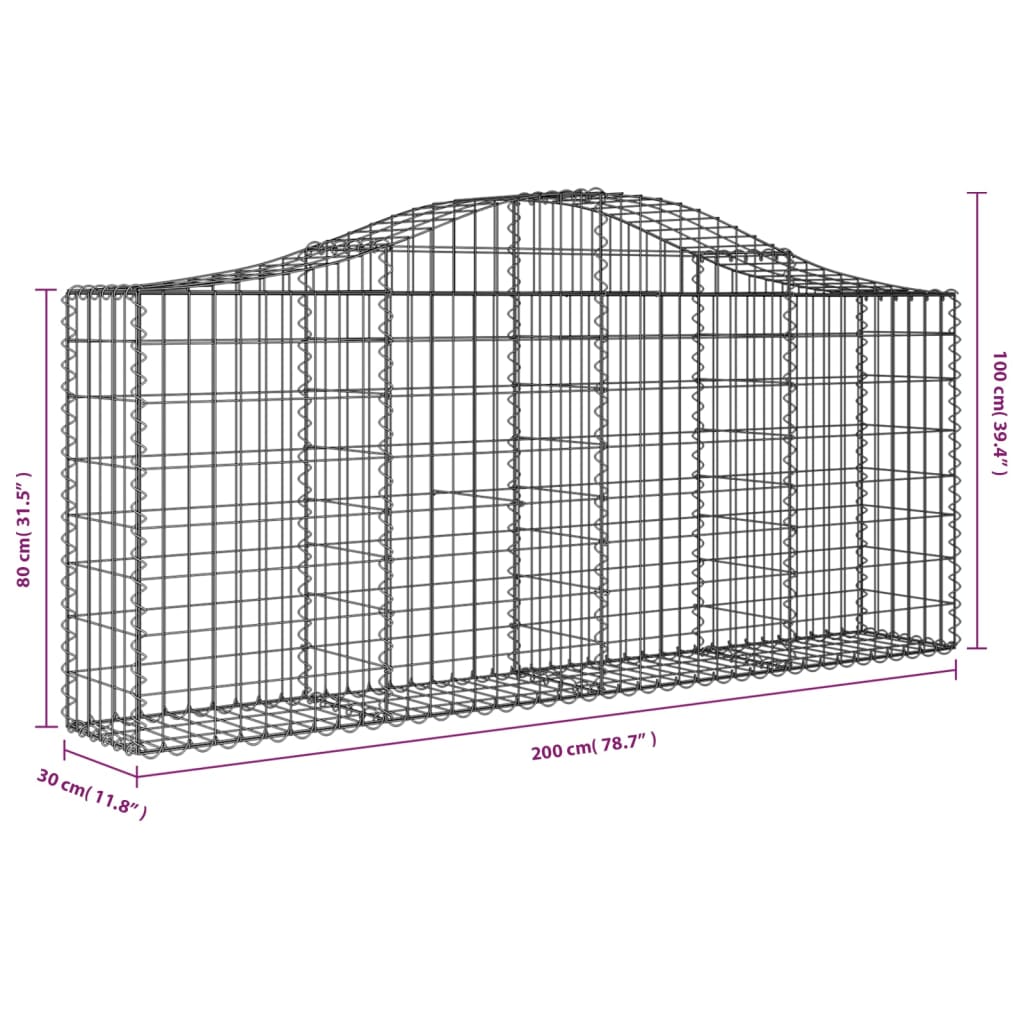Schanskorf gewelfd 200x30x80/100 cm gegalvaniseerd ijzer 1 200 x 30 x 80/100 cm
