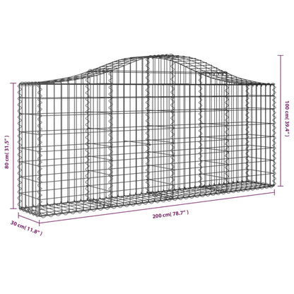 Schanskorf gewelfd 200x30x80/100 cm gegalvaniseerd ijzer 1 200 x 30 x 80/100 cm