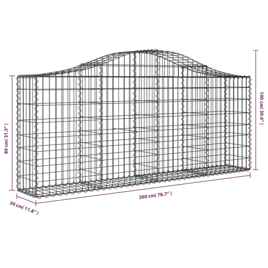 Schanskorf gewelfd 200x30x80/100 cm gegalvaniseerd ijzer 1 200 x 30 x 80/100 cm