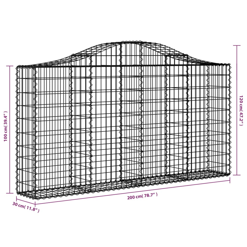 Schanskorf gewelfd 200x30x100/120 cm gegalvaniseerd ijzer 1 200 x 30 x 100/120 cm