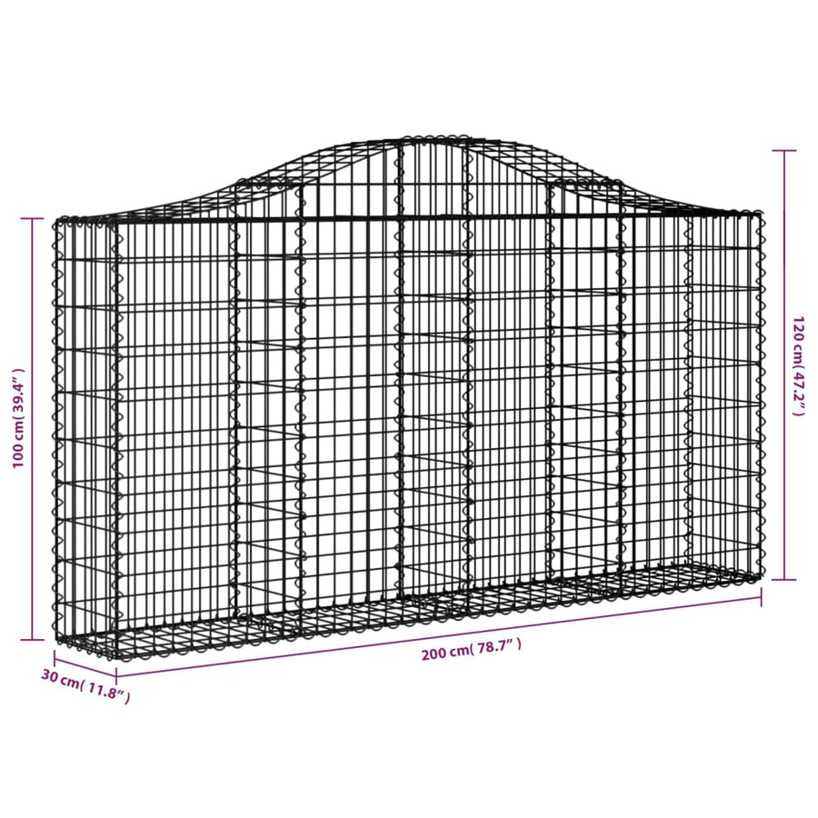 Schanskorf gewelfd 200x30x100/120 cm gegalvaniseerd ijzer 1 200 x 30 x 100/120 cm