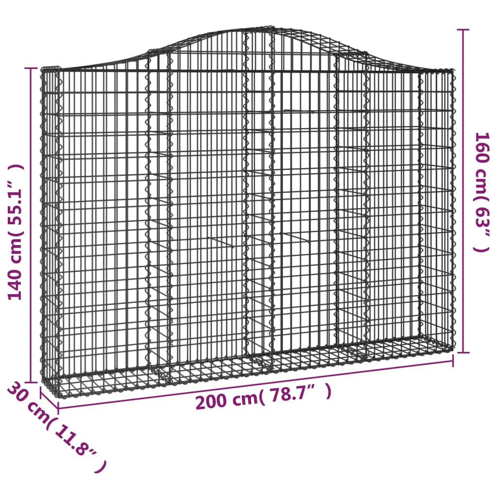 Schanskorf gewelfd 200x30x140/160 cm gegalvaniseerd ijzer 1 200 x 30 x 140/160 cm