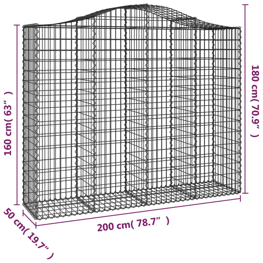 Schanskorf gewelfd 200x50x160/180 cm gegalvaniseerd ijzer 1 200 x 50 x 160/180 cm